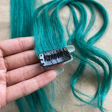 Zahira’s Green #Strandout- Coloured clip-In Hair| Nish Hair