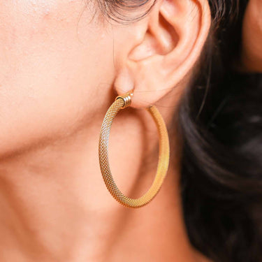 Gold Plated Thick Large Hoop Earrings