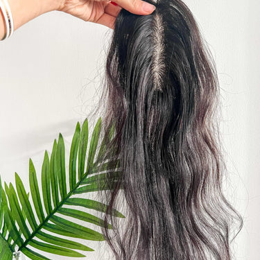 Natural Wavy Scalp Line Hair Topper  –  1.5 × 5inch  –  Silk Base  –  Nish Hair